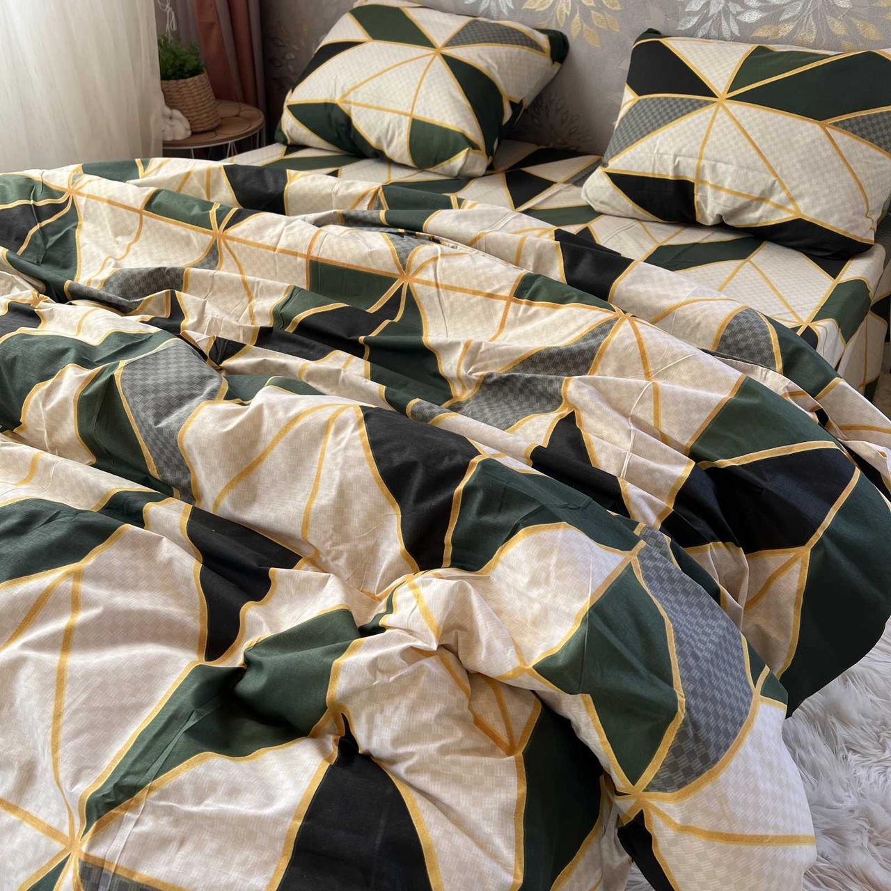 Мрамор Зелений - Бязь Gold - Сімейний комплект постільної білизни