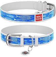 0012-0071-15 Collar WauDog Design Рыба qr паспортом белый, 19-25/12мм