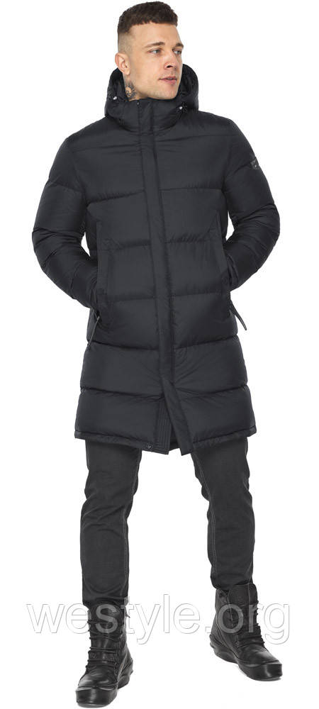 Чоловіча чорна куртка з коміром-стійкою модель 59883