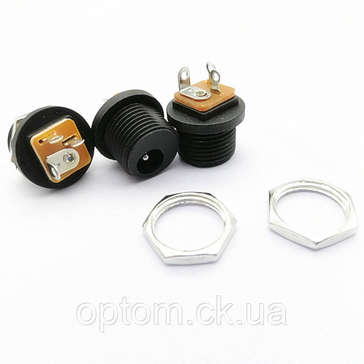 Гніздо DC 5.5/2.1mm під мотаж (3pin), фото 1