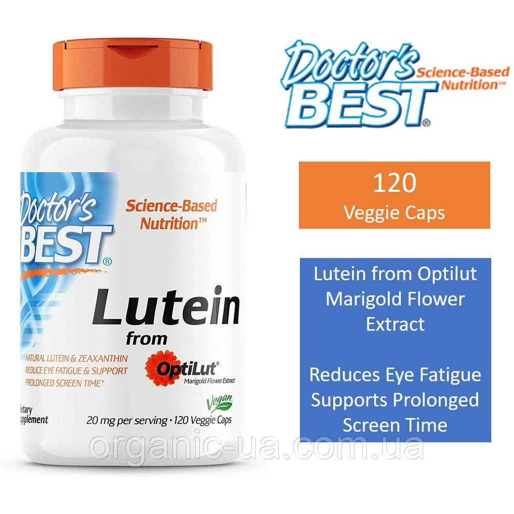 Doctor's Best, лютеїн з OptiLut, 20 мг, 120 вегетаріанських капсул