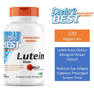 Doctor's Best, лютеїн з OptiLut, 20 мг, 120 вегетаріанських капсул