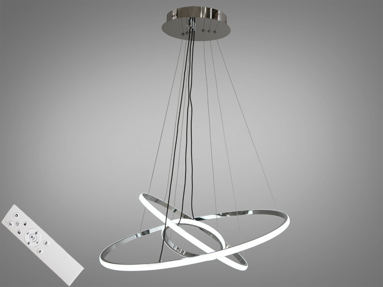 LED люстра з димером у хромі MD9079-3AHR-600+400+200 dimmer, фото 1