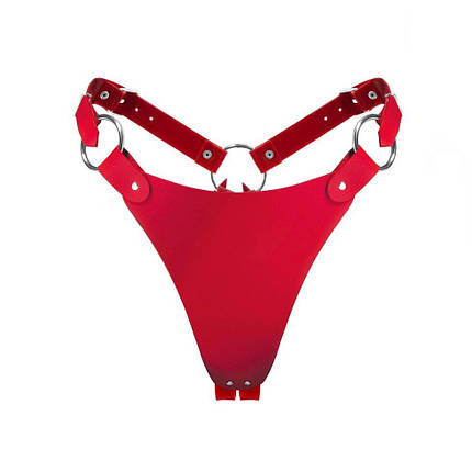 Трусики із натуральної шкіри Feral Feelings - String Bikini Red, фото 1