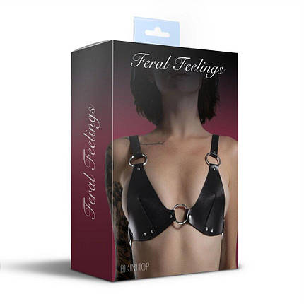 Ліф із натуральної шкіри Feral Feelings - Bikini Top Black, фото 3