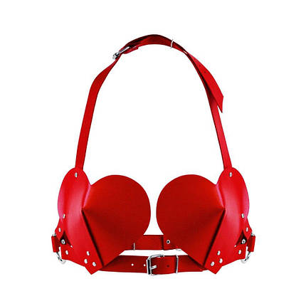 Ліф Серце із натуральної шкіри Feral Feelings - Hearts Bra Red, фото 1