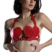 Ліф Серце із натуральної шкіри Feral Feelings - Hearts Bra Red, фото 5