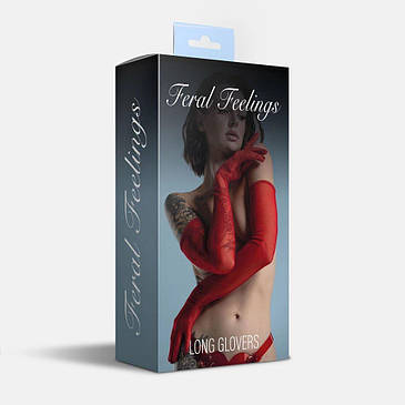 Рукавички довгі сітки Feral Feelings - Long Glovers S, червоні, фото 3