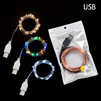 Гірлянда LED USB Білий-холодний 3m 30 діодів Black