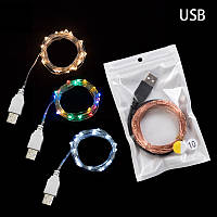 Гірлянда LED USB Жовтий-теплий 3m 30 діодів Black