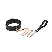 Ошейник с поводком Liebe Seele Black Organosilicon Collar with Leash TOS