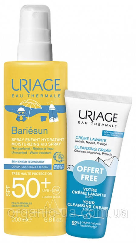 Солнцезащитный Uriage Bariésun Spray Enfant  SPF50 200 ml и  Crème Lavante 50 ml