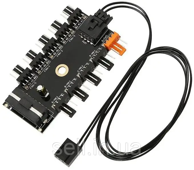 Сплітер розгалужувач MOLEX на 10 кулерів 4 pin Fan Hub хаба, фото 1