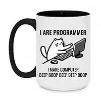 Кружка двухцветная 420ml I are programmer. Кот программист