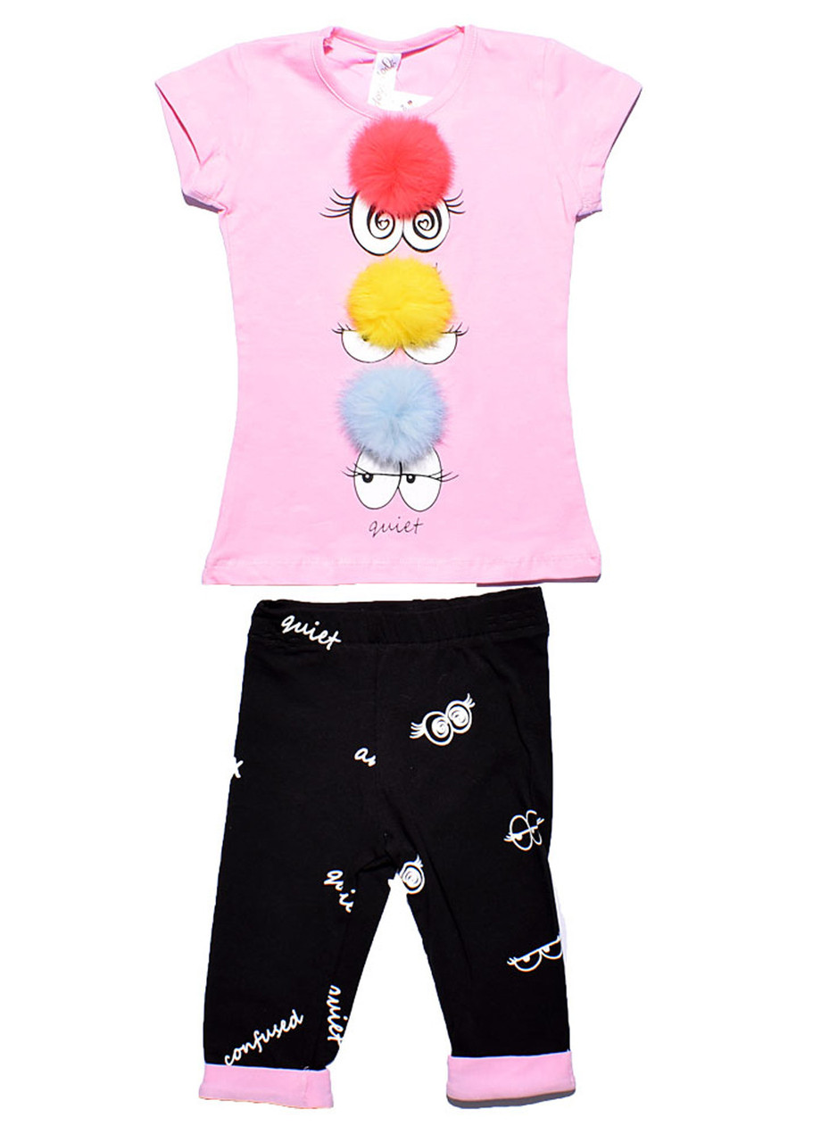 Літній комплект (футболка, легінси) Smile Kids, Рожевий, 9м - 12м, 74см