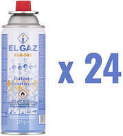 EL GAZ Балон-картридж газовий ELG-500, бутан 227г, цанговий, для газових пальників та плит, одноразовий, 24шт