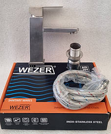 Змішувач для умивальника WEZER PRO1-02 з неіржавкої сталі з кріпленням на гайці