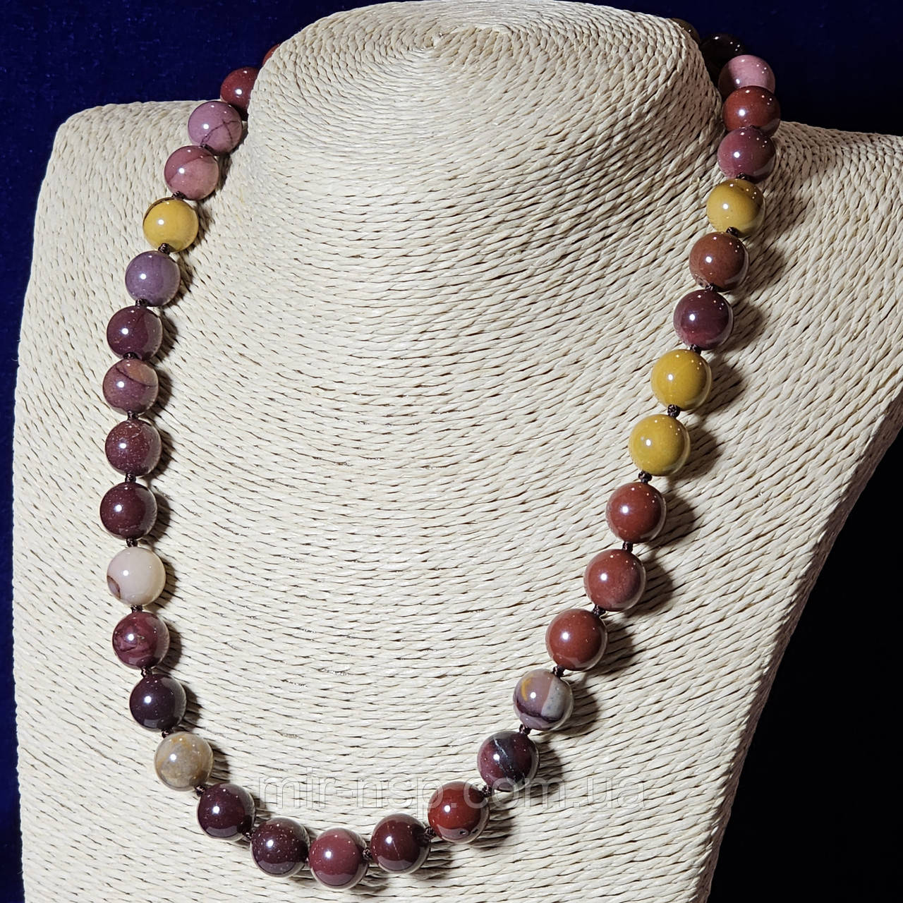 Намисто 100% натуральна мукаїтова яшма різнокольорова 10 мм, фото 1