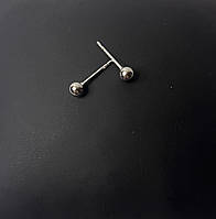 Сережки гвоздики с шариками в серебре 4 мм. Покрытие - родий