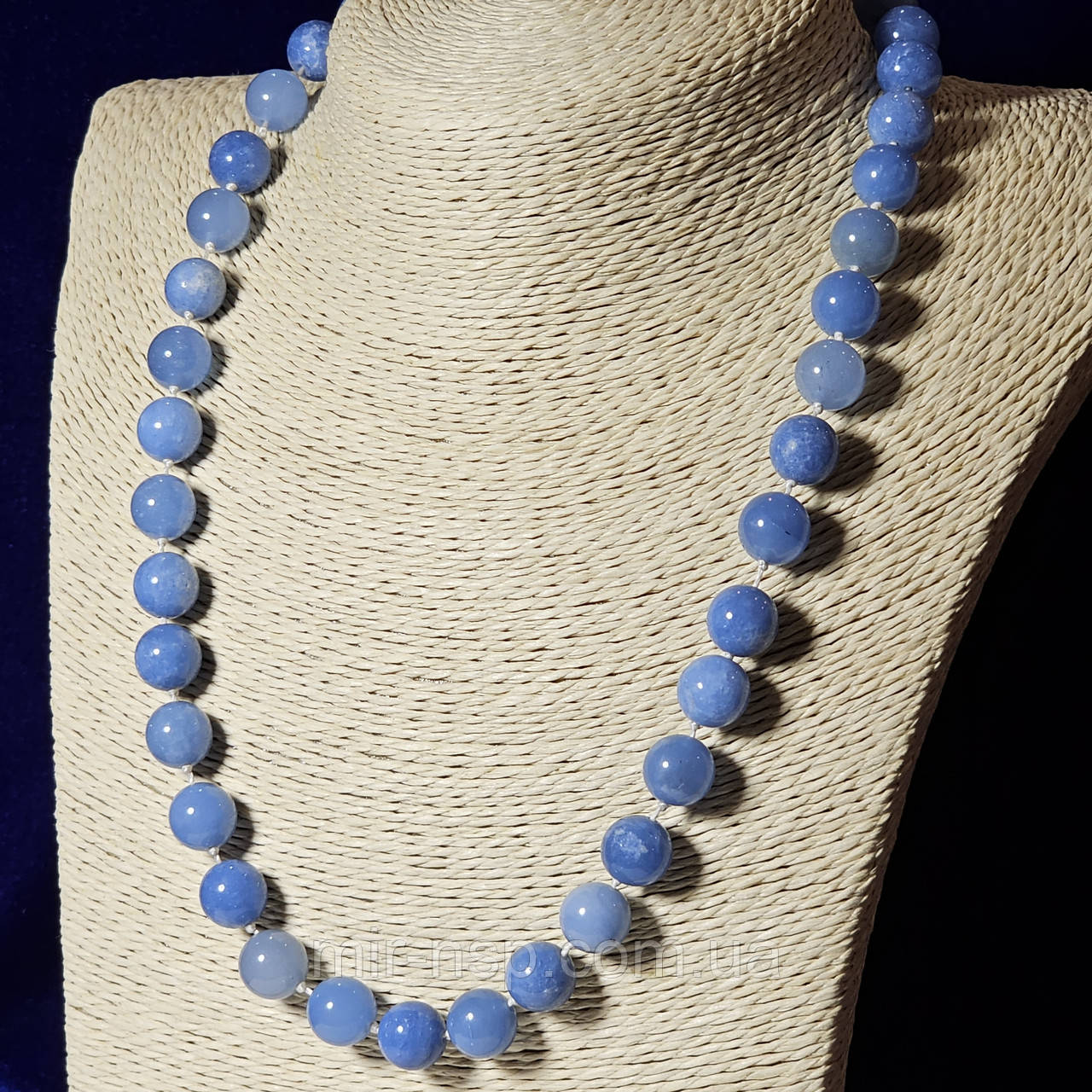 Буси натуральний Аквамарин діаметр 10 мм довжина 49 см, фото 1