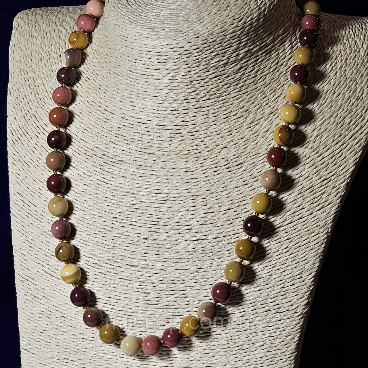 Намисто 100% натуральна мукаїтова яшма різнокольорова 8 мм, фото 1
