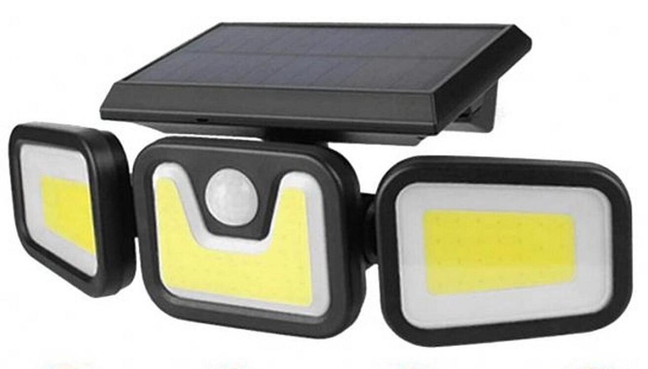 Вуличний потрійний світильник на сонячній батареї з датчиком руху Fl-1725b, фото 1