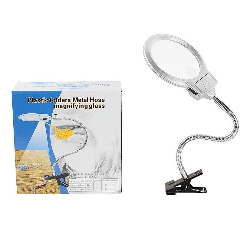 Лупа настільна на прищіпці з Led підсвічуванням Mg15122-1c, фото 1