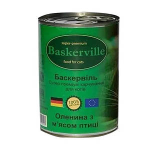 Вологий корм Baskerville для кішок оленя з м'ясом курки 400 г