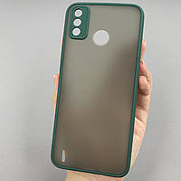Чохол для Tecno Spark 6 Go (KE5) напівпрозорий матовий з кольоровими бортами на техно спарк 6 го зелений tcb