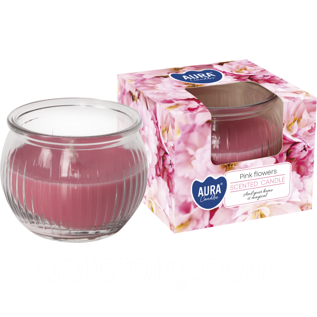 Свічки ароматизовані в склянках Bispol Польща Pink Flowers