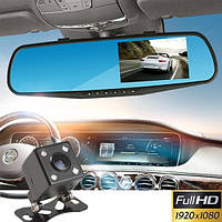Автомобільний відеореєстратор-дзеркало L-9002, LCD 4.3 '', 2 камери, 1080P Full HD Dr