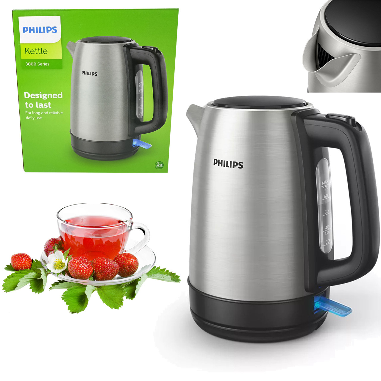 Електрочайник Philips HD9350/90 з нержавіючої сталі (1.7 л, 2200 Вт, Німеччина)