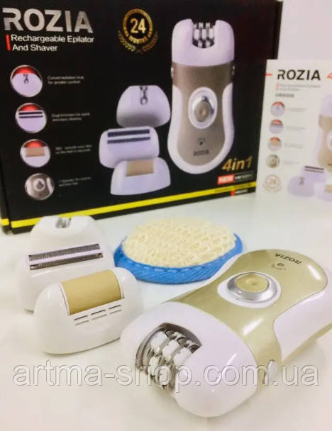 Багатофункціональний епілятор акумуляторний 4в1 Rozia HB-6006 з подвійним лезом для гоління + тример + насадка