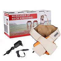 Роликовий масажер для шиї, плечей і спини Massager of Neck Kneading з прогріванням Dr
