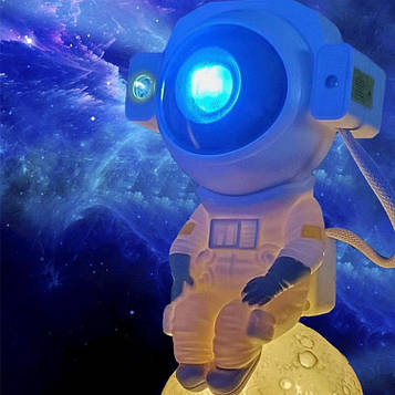 Проєктор зоряного неба. Світильник Космонавт сидячий із пультом. Bluetooth + динамік