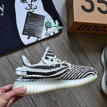 Жіночі кросівки Adidas Yeezy Boost 350 V2 White Zebra Кеди Адідас Ізі Буст 350 білі primeknit текстиль, фото 4