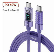 Кабель Toocki Type-C PD 60w Fast Charge з дисплеєм QC 3.0 100см провід для швидкого заряджання та передачі даних