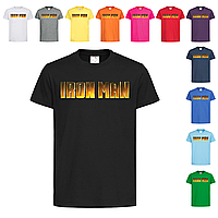 Чорна дитяча футболка Напис Iron man (12-2-6-6)