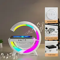 Настільна лампа Нічник RGB 3-in-1 HM-3130 Rainbow Light-Wireless Charger-Speaker з бездротовою зарядкою