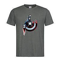 Графитовая мужская/унисекс футболка С принтом Капитан Америка (12-2-7-1-графітовий)