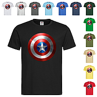 Черная мужская/унисекс футболка Капитан Америка лого (12-2-7-3)