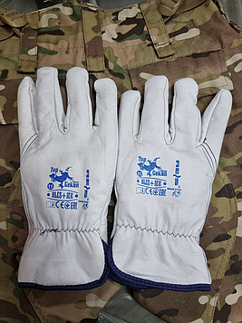 Рукавички шкіряні зимові білі +ICE SPL