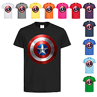 Черная детская футболка Капитан Америка лого (12-2-7-3)