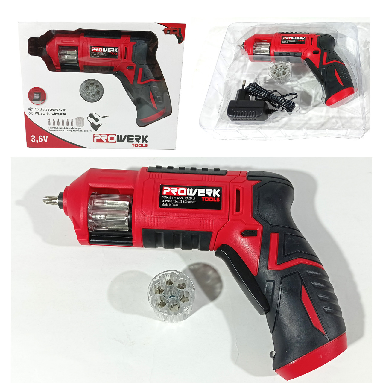 Акумуляторна викрутка з барабаном для біт PROWERK tools KS336-1036LI (3.6 В (1300 А·год), 4 Нм, Польща)