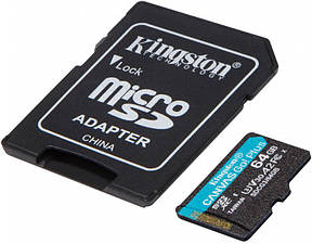 Карта пам'яті Kingston 64GB microSDXC class 10 UHS-I U3 A2 Canvas Go Plus (SDCG3/64GB), фото 2