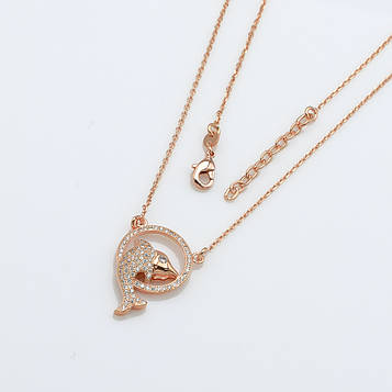 XUPING Колье Позолота РВ з білими цирконами Довжина 41.5+3см, Ширина 0.1см, Кулон Висота 2.4см Ширина 1.8см