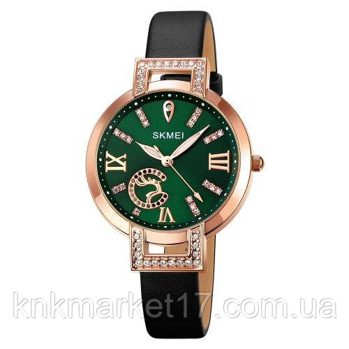 Модний кварцовий жіночий годинник Skmei 1977GNBK Green-Black, фото 1