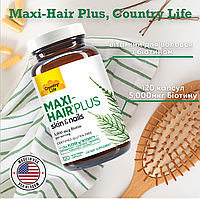 Maxi-Hair Plus, Country Life, витамины для волос с биотином, 1250 мкг, 120 вегетарианских капсул