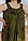Яскравий літній сарафан вільного крою FREE SIZE (на ОГ 100-108 см) кольору хакі з вишивкою спереду №565, фото 2