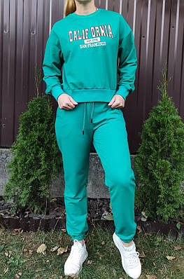 Зелені жіночі однотонні спортивні штани - двунитка Туреччина